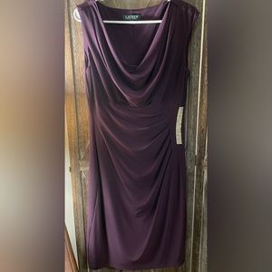 Ralph Lauren Elegant Deep Purple Faux Wrap Dress. Size 12